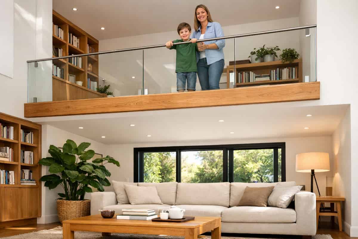 Garde-corps en verre feuilleté sur mesure sécurisant une mezzanine lumineuse